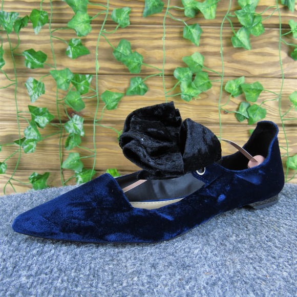Zara Women's  Mary Jane Blue Velvet Sz 40 Medium Gently‎ Used 2025 - Picture 1 of 6